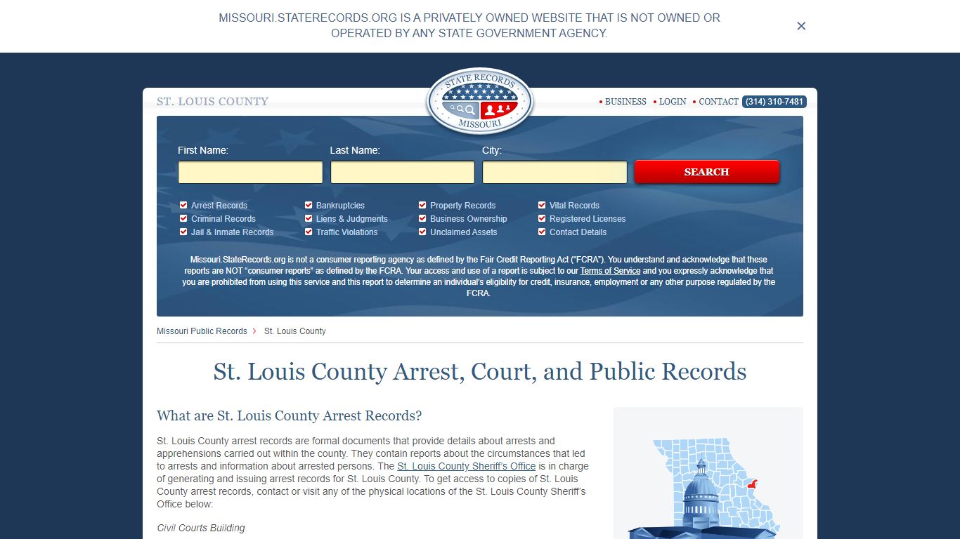 St. Louis County Arrest, Court, and Public Records